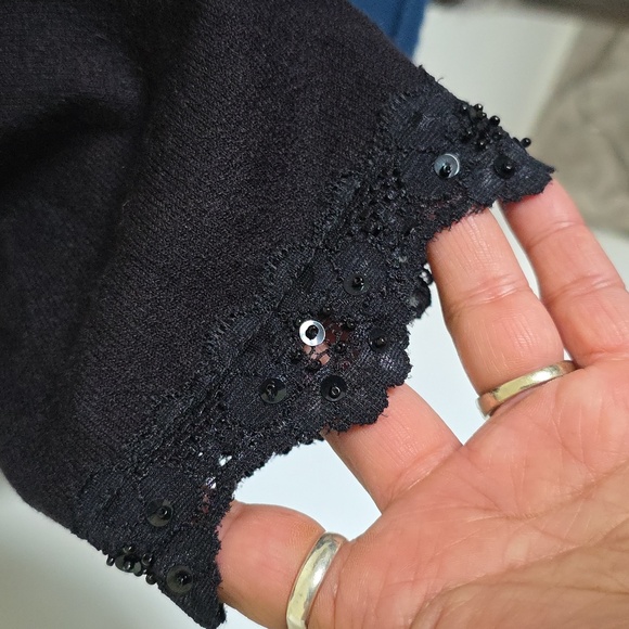 Lane Bryant Dressy Black Knit Cardigan Shrug with Rhinestone Clasp - Picture 5 of 12